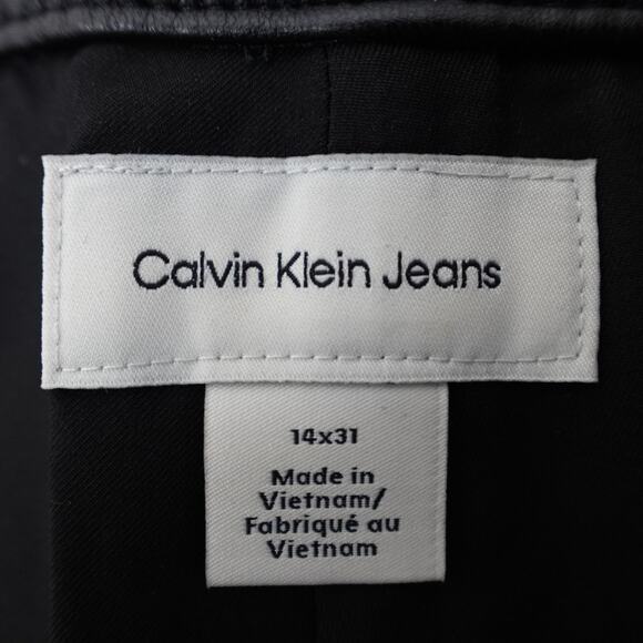Calvin Klein Jeans Faux Leather 90s Pants Black Beauty - 14 - Picture 3 of 10